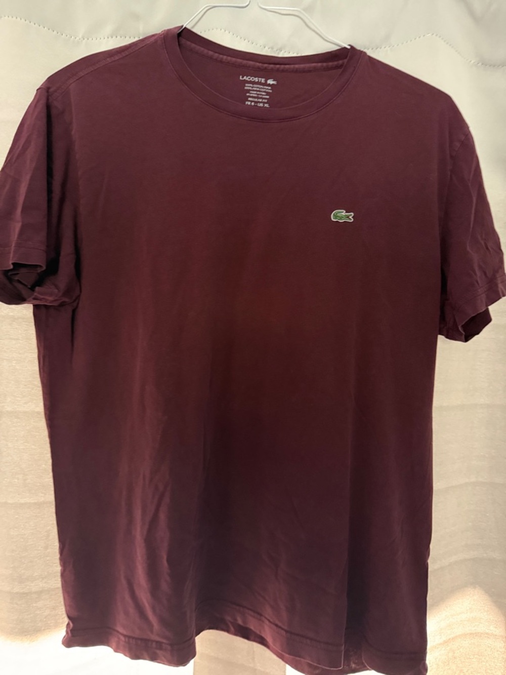 Lacoste Burgundy Pima Cotton T-Shirt Men’s XL Classic Logo